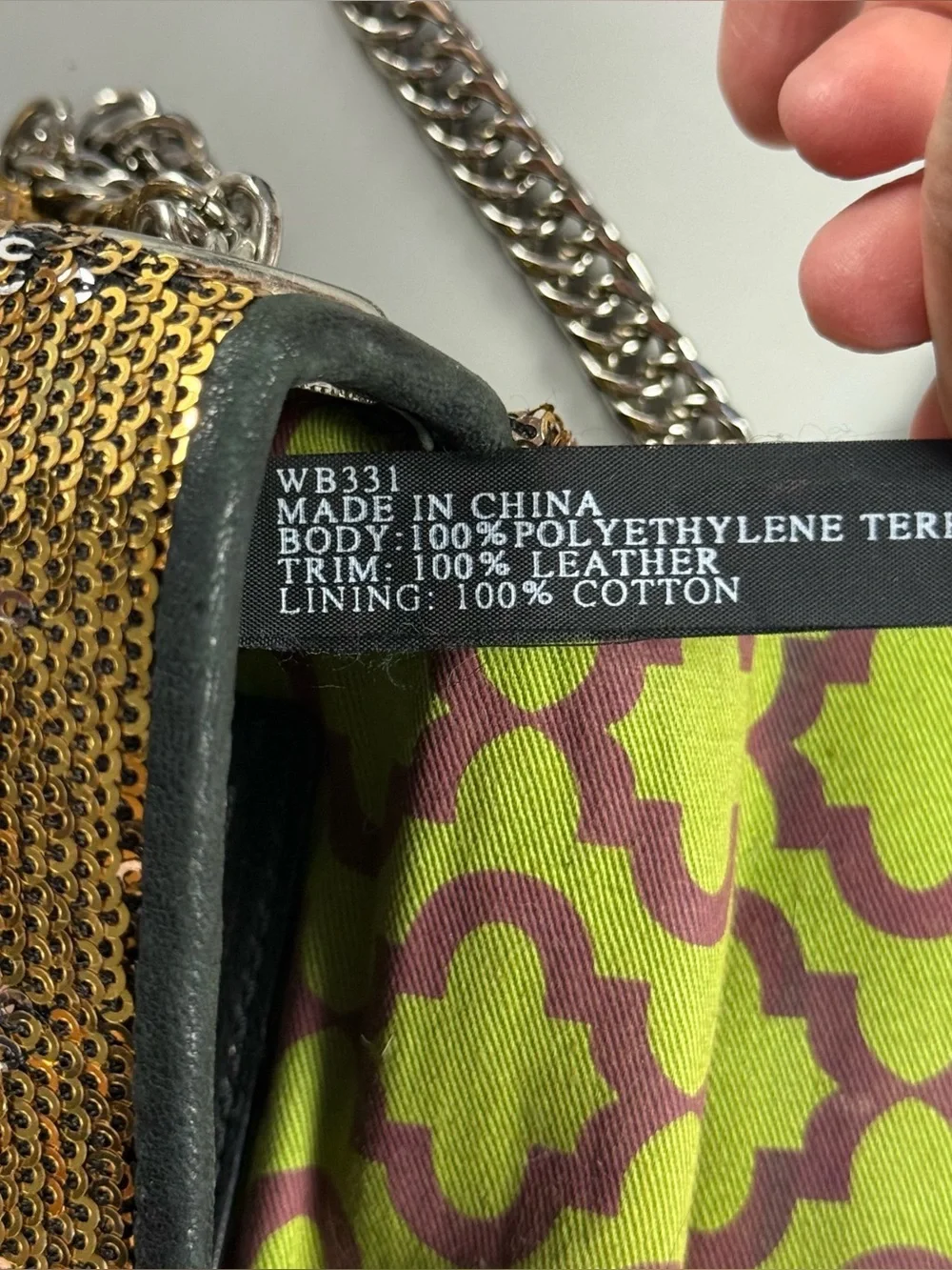 Oryany Bronze Sequin Mini Crossbody Bag Chain Strap Party Disco Clutch Y2K